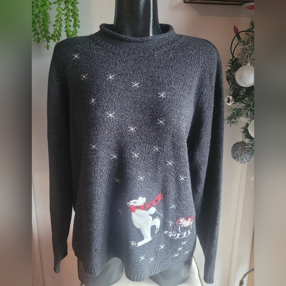 Carroll Reed Classics Black and Grey Knit Holiday Sweater XL - Picture 1 of 7